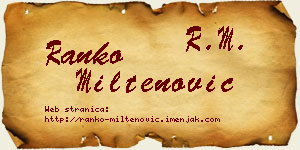 Ranko Miltenović vizit kartica